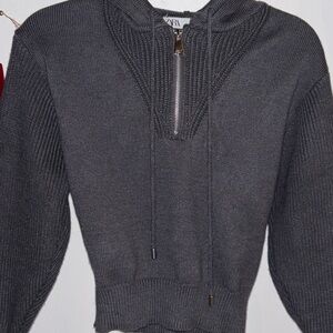 Zara Fitted Cropped Quarter Zip Hoodie